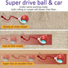 Giociv Smart Interactive Cat Toy Ball with Chirping Sound, Motion Activated Rolling Ball for Indoor Cats & Kittens - 3 Modes for Carpet & Hard Floors (Red)