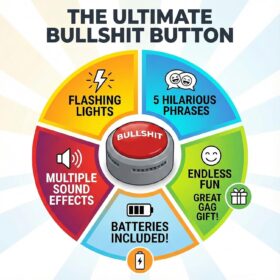 The Original Bullshit Button – Hilarious Desk Buzzer with Flashing Red Light & Sound Effects – Funny Gag Gift for Office, Coworkers & Friends