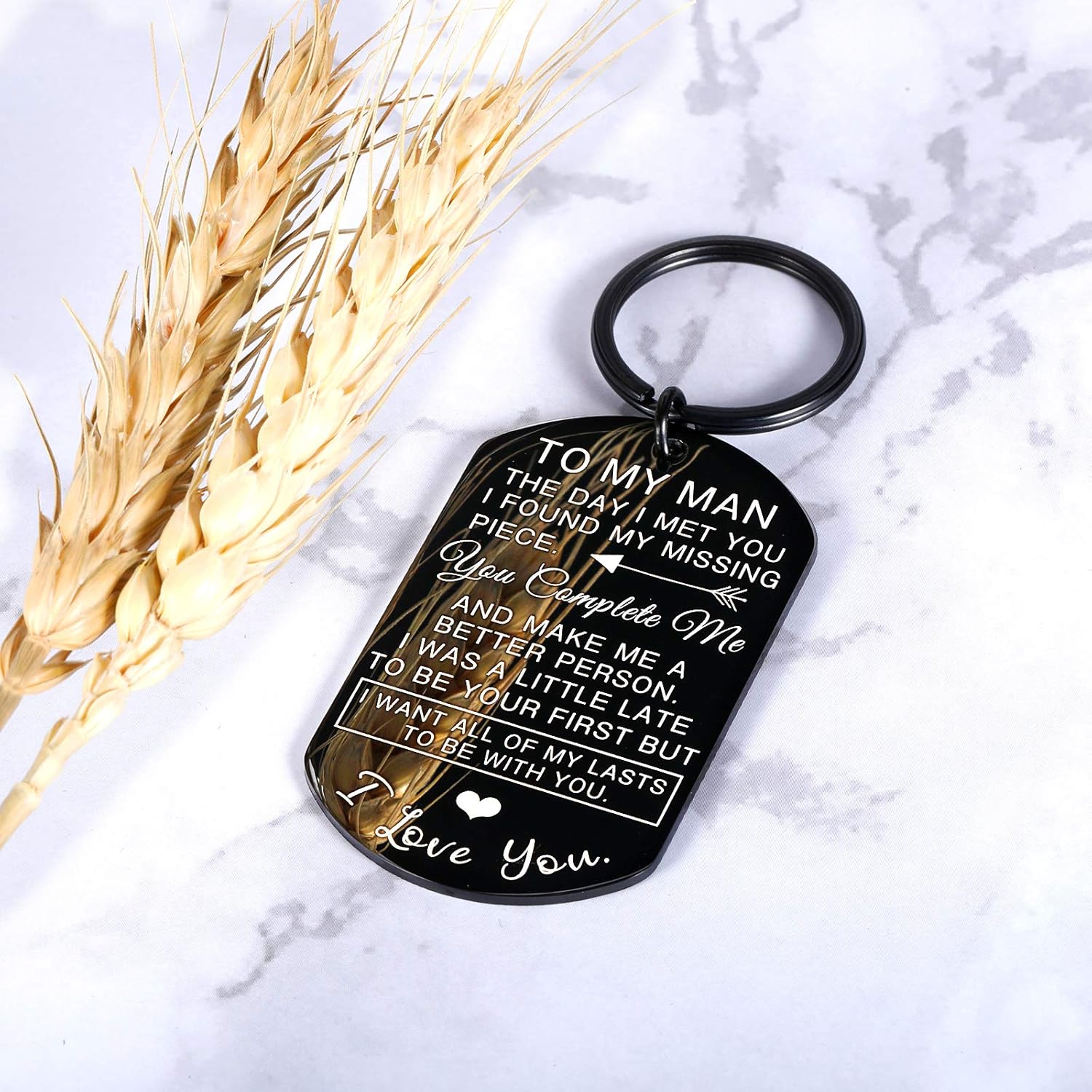 Personalized Husband Keychain – 'To My Man' Stainless Steel Engraved Gift for Him