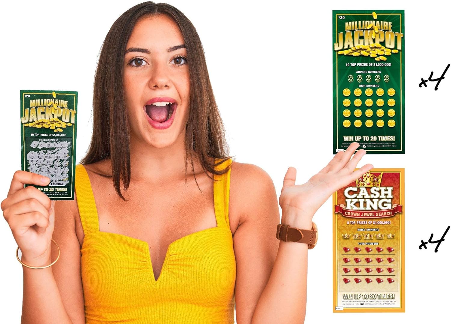Laughing Smith Realistic Fake Lottery Tickets - 8 Pack Hilarious Gag Gift Prank Scratch Cards - $1 Million & Cash King Winning Jokes for Adults