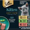 Sheba Perfect Portions Grain-Free Kitten Wet Cat Food Paté - Chicken, Salmon & Turkey Variety Pack, 24 Twin-Trays (48 Total Servings)