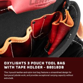Occidental Leather OxyLights 3-Pouch Tool Bag with Integrated Tape Holder – USA-Made Leather Work Belt