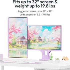 Pixio PS1D Wave Purple Dual Monitor Arm - Full Motion Desk Mount with Cable Management for Screens up to 32