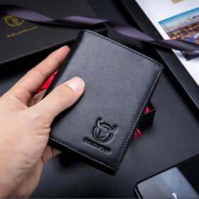 BULLCAPTAIN Men's Genuine Leather Bifold Wallet – Large Capacity Credit Card Holder with 15 Card Slots & Cash Compartment