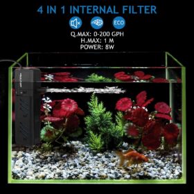 Submersible Aquarium Filter 400 GPH – 15W Adjustable Internal Water Pump for Freshwater & Saltwater Tanks (150-300 Gallons)