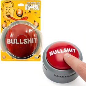 The Original Bullshit Button – Hilarious Desk Buzzer with Flashing Red Light & Sound Effects – Funny Gag Gift for Office, Coworkers & Friends