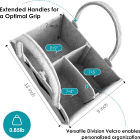 Cute Castle Diaper Caddy Organizer Set (2 Pack) - Portable Nursery Storage Bin with Waterproof Liner & Divider - Versatile Baby Shower Gift Basket & Car Organizer (Grey)