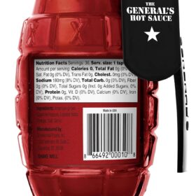 The General's Hot Sauce 'Dead Red' - American Grown Cayenne Pepper Sauce - Veteran Owned & Operated - Gluten-Free, All-Natural Gluten-Free Sauce for Wings, BBQ & Tacos - 6 oz Grenade Bottle
