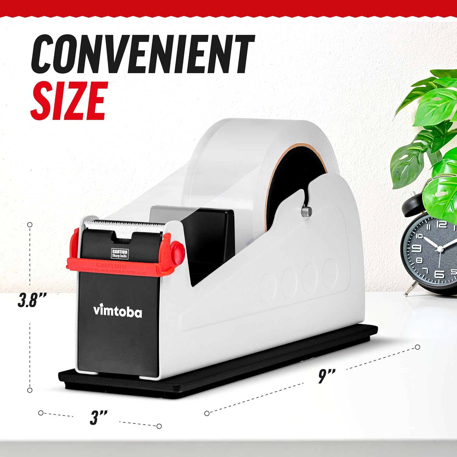 Heavy Duty 2-Inch Dual Roll Desktop Tape Dispenser – Weighted Non-Slip Base with Safety Blade Cover for Industrial, Office, and Warehouse Use