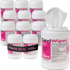 CaviWipes Surface Disinfectant Wipes - Hospital-Grade Cleaner & Decontaminant for Healthcare, Dental & Labs (160 Wipes/Canister, 12/Case)
