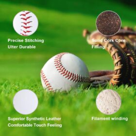 Official League Practice Baseballs - Durable 9-Inch Leather Training Balls for Pitching, Fielding & Autographs - One Dozen Bulk Pack
