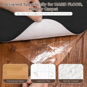 Premium Anti-Slip Office Chair Mat for Hardwood Floors – 36 x 48 Inch Heavy-Duty Desk Floor Protector, Durable Under Desk Rug for Home & Business (Black)