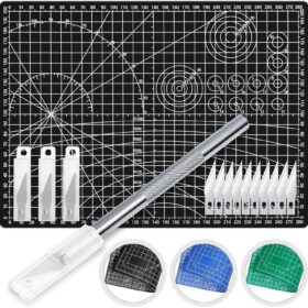 Anezus Precision Hobby Knife Set with Self-Healing Cutting Mat – 30pc SK-5 Craft Blades for Scrapbooking, Stencils, and Sewing