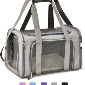Henkelion TSA Approved Small Dog & Cat Carrier – Grey, Soft-Sided & Collapsible Travel Bag (Up to 15 lbs)