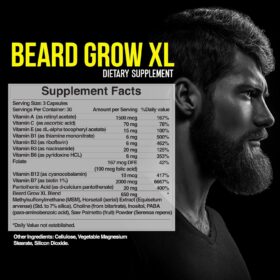 Beard Grow XL - Vegan Hair Growth Supplement for a Thicker, Fuller Beard & Hormone-Free Support
