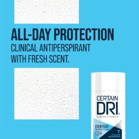 Certain Dri Everyday Strength Clinical Antiperspirant – 72-Hour Hyperhidrosis Protection, Doctor Recommended, 2.6 oz