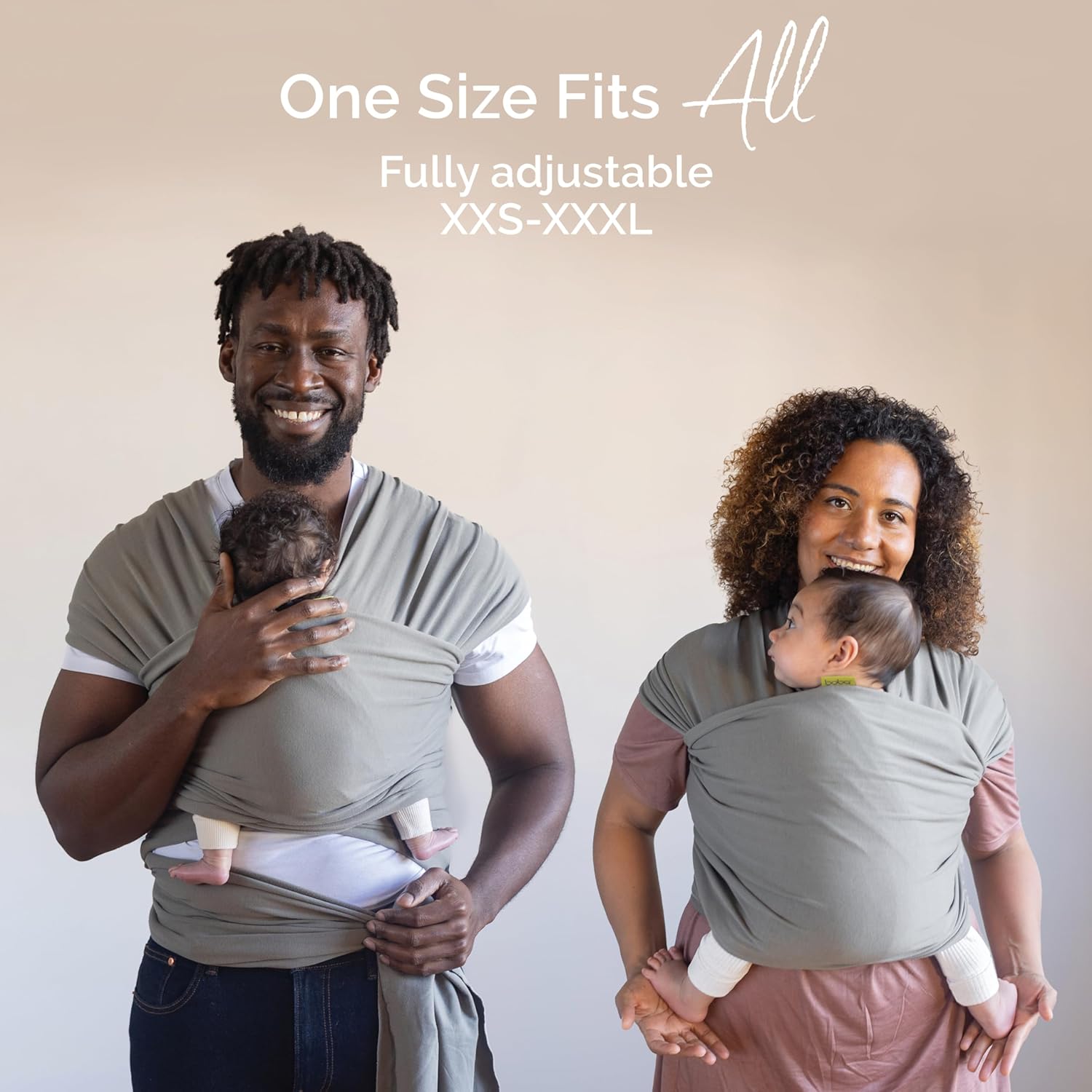 Boba Baby Wrap Carrier – Original Ergonomic Sling for Newborns, Hip-Healthy, Soft 4-Way Stretch Cotton, Hands-Free Bonding (Grey, 7–35 lbs)