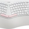 Nulea Ergonomic Split Keyboard - Rechargeable Wireless with 2.4G & Bluetooth, Soft Leatherette Wrist Rest & Adjustable Tilt (Rose Gold & White)