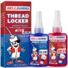 Blue and Red Threadlocker 2-Pack – Medium & High Strength Anaerobic Thread Lock Sealant for Nuts, Bolts, and Metal Fasteners – Vibration & Weather Resistant