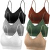 Selizo 6-Pack Wireless Sports Bras – V-Neck Cami Bralettes with Removable Pads for Women & Teens