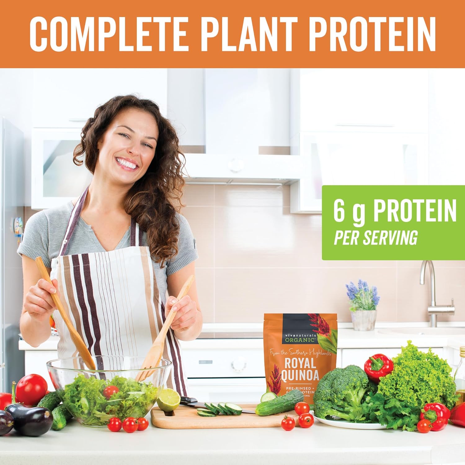 Viva Naturals Organic White Quinoa – 24 oz (1.5 lb) | Pre-Washed, USDA Certified, Gluten-Free & Non-GMO Plant Protein