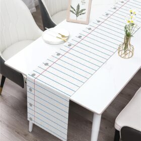 School Days Table Runner - Lined Paper Composition Design for Classroom, Teacher Appreciation & Back to School Parties - 13 x 72 Inch