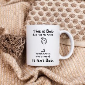 This Is Bob Funny Stickman Coffee Mug | 'Bob Has No Arms' Adult Humor Gift for Him, Husband, Boyfriend, Dad & Coworkers | Hilarious 11 oz White Novelty Cup for Birthdays & Office