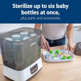 Dr. Brown's All-in-One Electric Baby Bottle Sterilizer and Dryer – HEPA Filter Included, Eliminates 99.9% of Bacteria