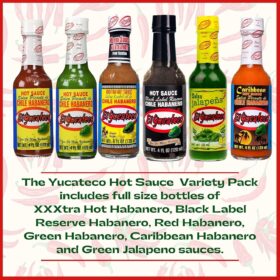 El Yucateco Hot Sauce Variety Pack – 6 Flavor Gift Set with Red & Green Habanero, Caribbean, Black Label Reserve, XXXtra Hot & Jalapeño