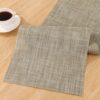 SHACOS Woven Vinyl Table Runner - 12 x 54 Inch Waterproof, Heat Resistant & Cuttable Indoor Outdoor Table Decor (Beige)