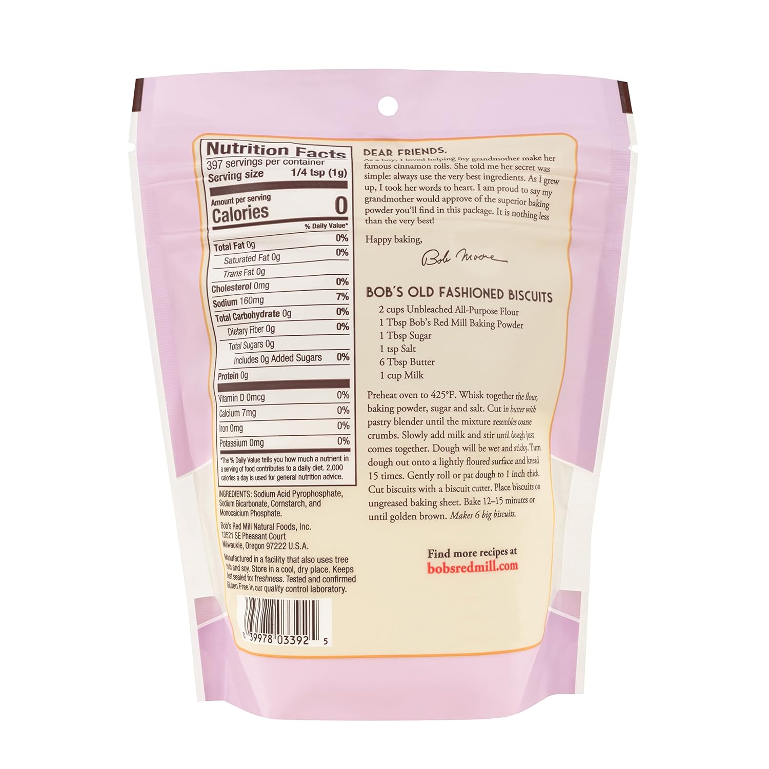 Bob's Red Mill Double Acting Baking Powder, 14 oz (Pack of 2) - Aluminum-Free, Gluten-Free, Kosher Leavening Agent for Baking