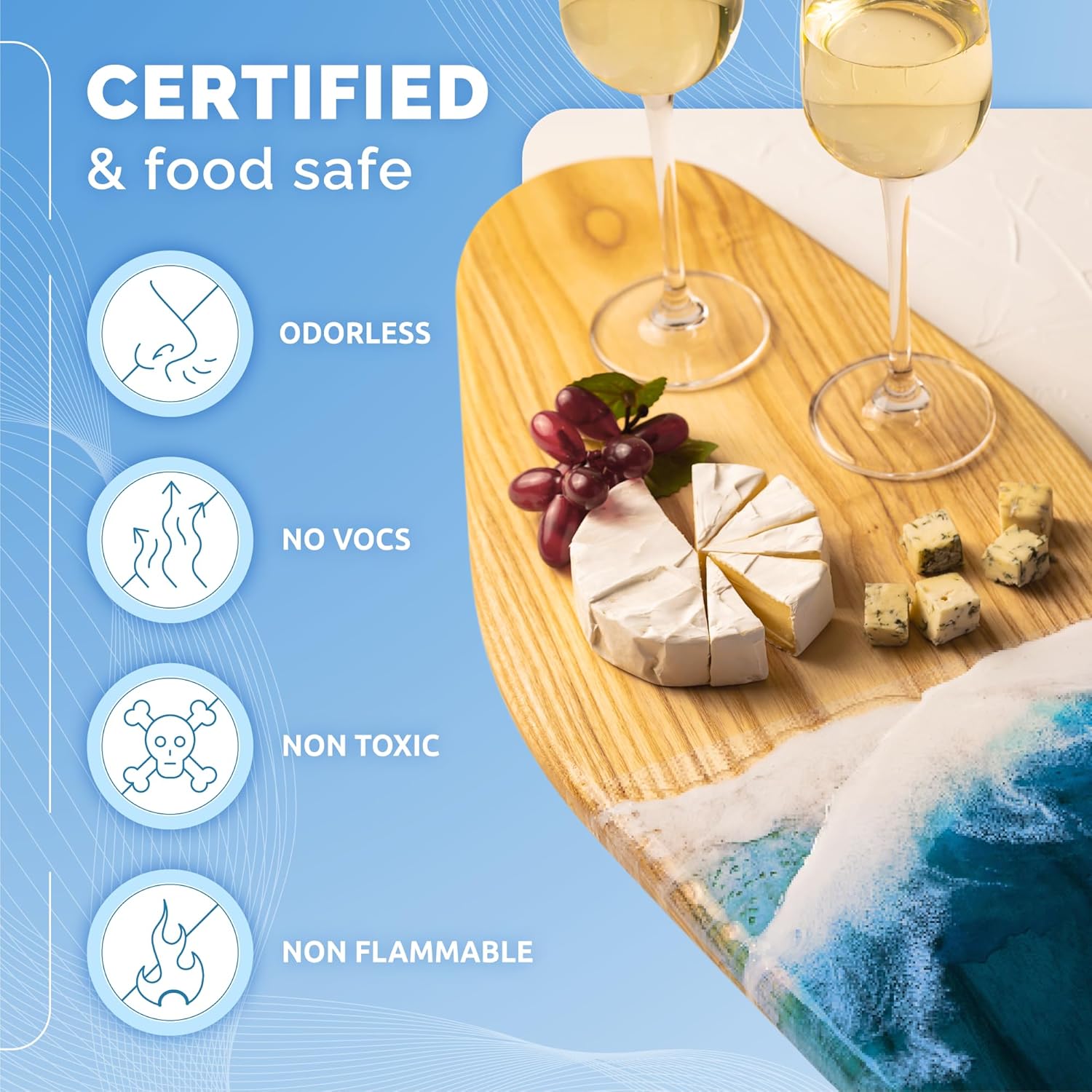 CRAFT RESIN 34 Oz Crystal Clear Epoxy Resin Kit – Food Safe, UV Resistant, Non-Toxic & Self-Leveling for Wood, Art, Jewelry & Tabletop Coating