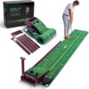 ChieFinch Automatic Return Indoor Putting Green - 3m Portable Golf Training Mat System with Wooden Ball Return Track for Home Office Practice