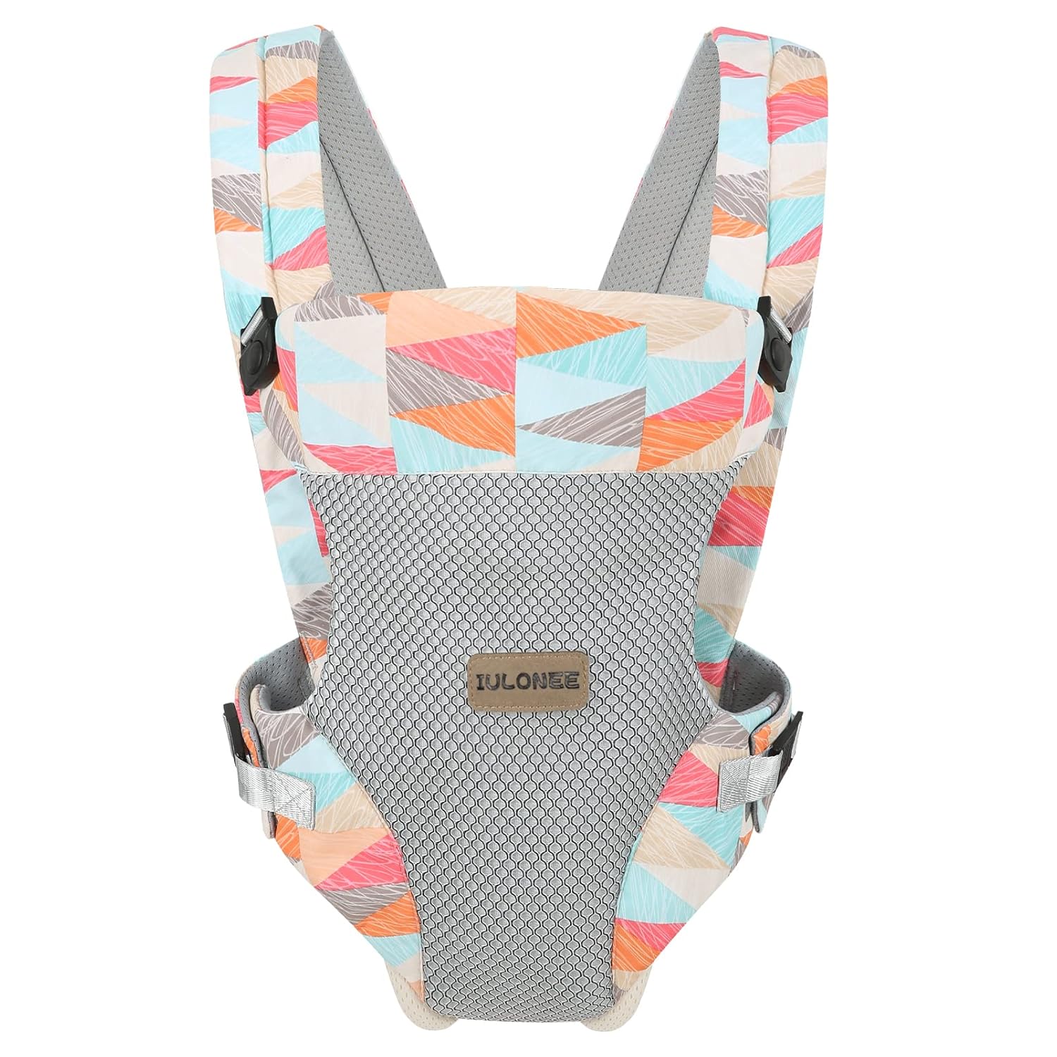 IULONEE 4-in-1 Ergonomic Baby Carrier – Adjustable Front & Back Infant Sling, Breathable Cotton Toddler Backpack with Waist Support for 7-45 lbs (Colorful)