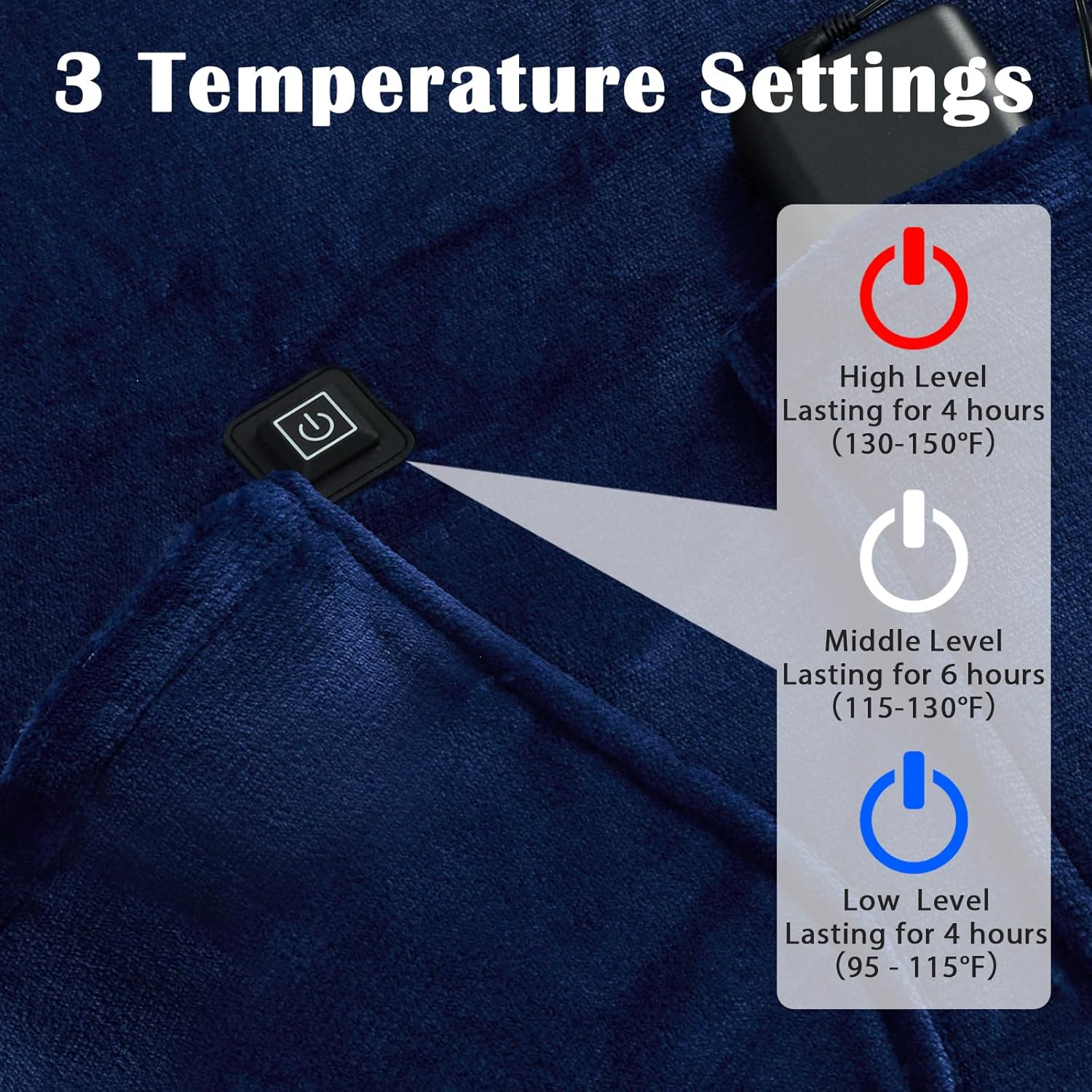 Homemate Heated Wearable Blanket Hoodie for Adults - Extra Large Oversized Electric Blanket with Battery Pack (7.4V UL Certified) - Portable Cordless Heated Shawl & Robe for Men & Women (Blue)