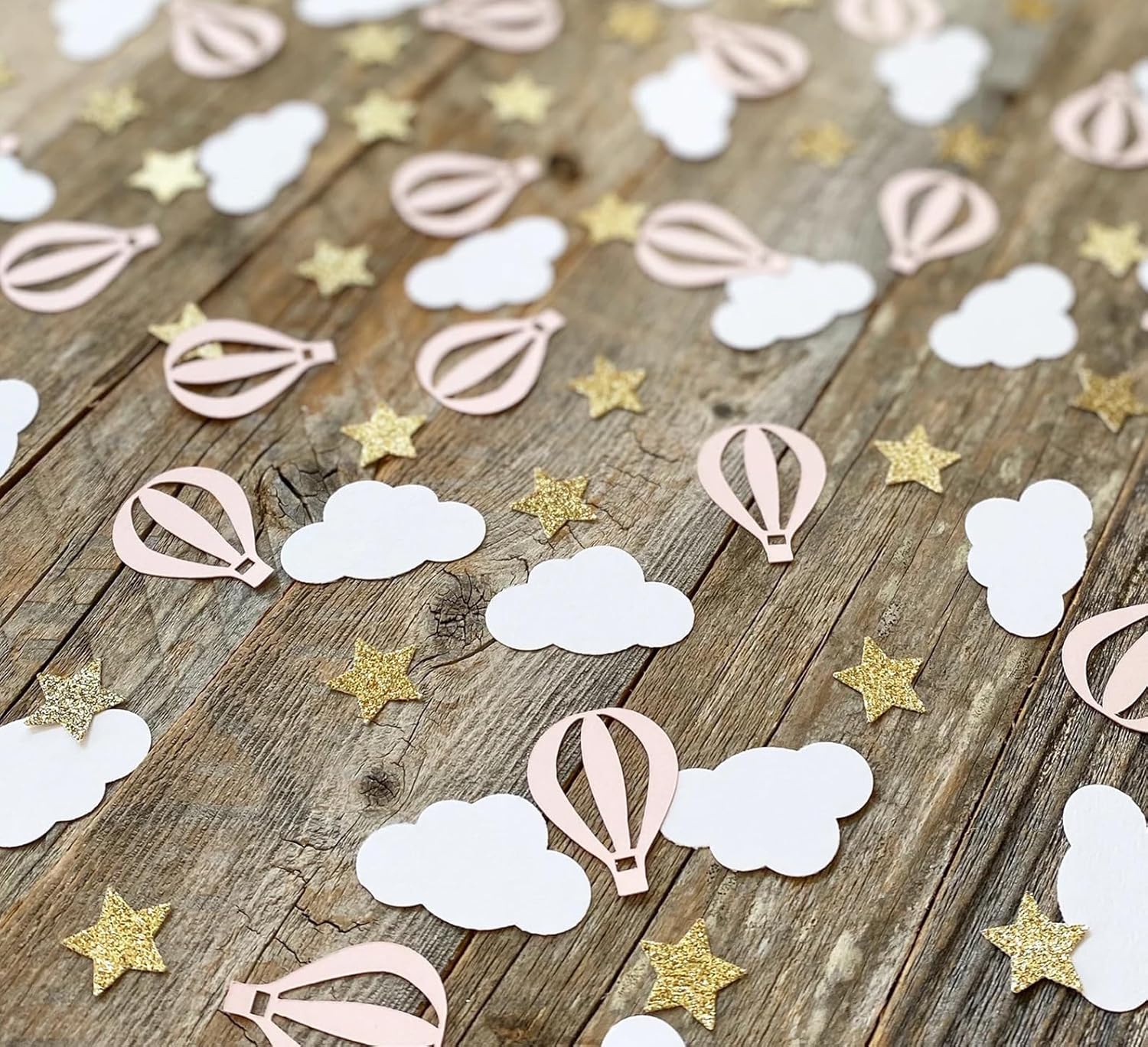 100pcs Hot Air Balloon Confetti - Glitter Table Scatter Decorations for Wedding, Bridal Shower, Engagement & Travel Theme Parties