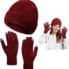 Fivali Winter Hat and Gloves Set for Men & Women – Windproof Thermal Beanie with Touchscreen Capabilities – Ideal for Skiing, Hiking, and Commuting