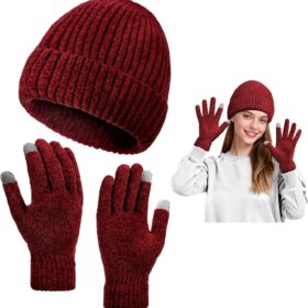 Fivali Winter Hat and Gloves Set for Men & Women – Windproof Thermal Beanie with Touchscreen Capabilities – Ideal for Skiing, Hiking, and Commuting