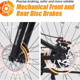 SPATIAL Mountain Bike – 21-Speed Dual Disc Brake Aluminum Frame Bicycle | Available in 20, 24, 26, 27.5, & 29 Inch Wheels for Men, Women & Teens