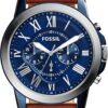 Fossil Men's Grant Chronograph Watch - Stainless Steel Case with Brown Leather Strap
