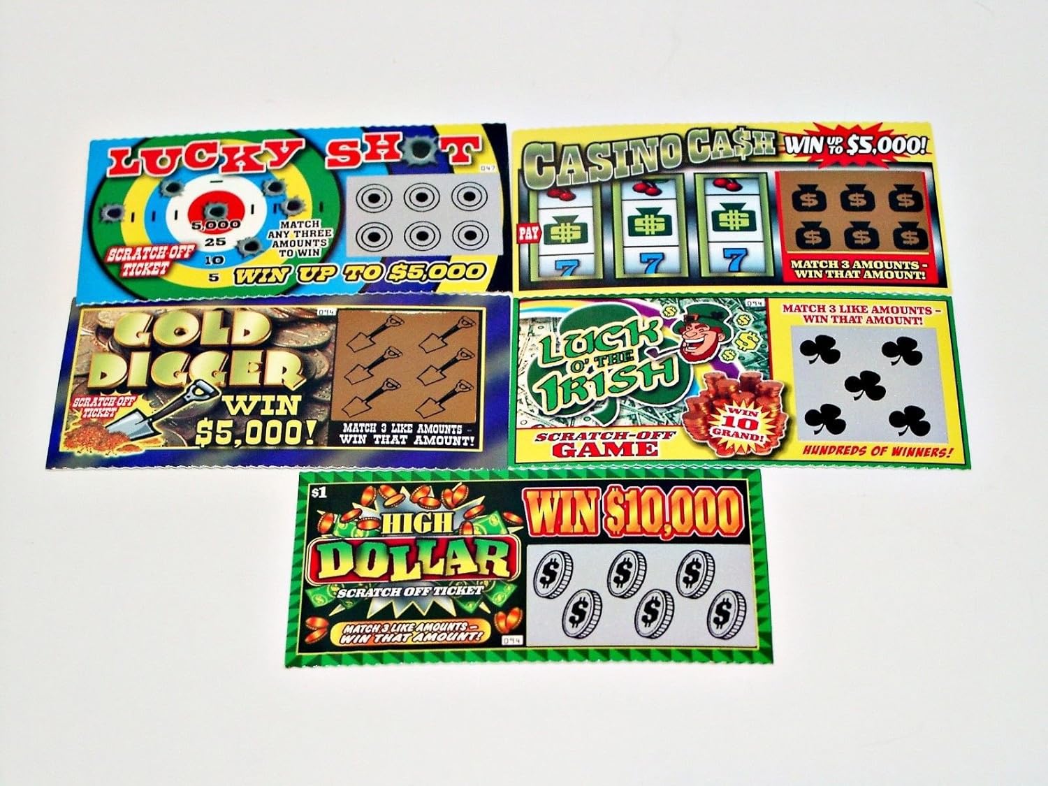 JA-RU Fake Lottery Scratch Tickets – The Ultimate Winning Lottery Ticket Prank & Gag Gift Set for Adults & Kids (5 Tickets)