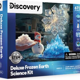 Discovery Frozen Earth Science Kit – 67-Piece STEM Chemistry Lab for Kids | Grow Crystals, Make Snow & Slime | Educational DIY Toy for Boys & Girls Ages 8+