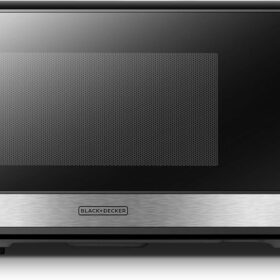 BLACK+DECKER 1.1 Cu. Ft. 1000W Digital Microwave Oven with Push-Button Door, Child Safety Lock, and Turntable - Stainless Steel/Black (EM031MB11)