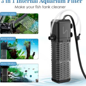 AQQA Submersible Aquarium Filter – Ultra-Quiet 9W Power Filter with Rainfall Aerator & Adjustable Flow for Tanks up to 70 Gallons