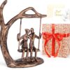 Eternal Love Couple Statue Gift Set - Bronze Iron Sculpture with 'You Are My Sunshine' Keepsake & Greeting Card - Romantic Wedding, Anniversary, & Valentine's Day Decor for Husband & Wife