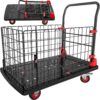YITAHOME Heavy-Duty Folding Platform Truck – 1000 lbs Capacity Collapsible Utility Cart with Wheels, Weather-Resistant Push Dolly with Cage for Warehouse, Garage, and Office