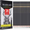 MARKART Professional Sketching Pencil Set – 14-Piece Complete Graphite Drawing Kit (12B to 4H)