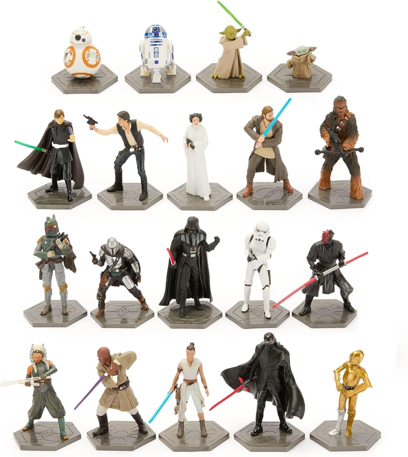 Disney Store Official Star Wars Mega Figure Collection – 19-Piece Fully Sculpted Character Set with Stands – Includes Darth Vader, Yoda, Han Solo & More – Ultimate Gift for Fans & Collectors