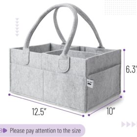 Mr. Pen Gray Portable Diaper Caddy Organizer - Nursery & Car Changing Station with 6 Pockets & Removable Dividers - Foldable Travel Baby Storage Basket Tote for Boys & Girls