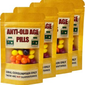 4-Pack 'Anti-Aging' Pill Pouches – Hilarious Empty Gag Gift Bags for Over the Hill Birthdays, Retirement Parties & Senior Jokes – Fill Your Own Prank Favor for Men & Women